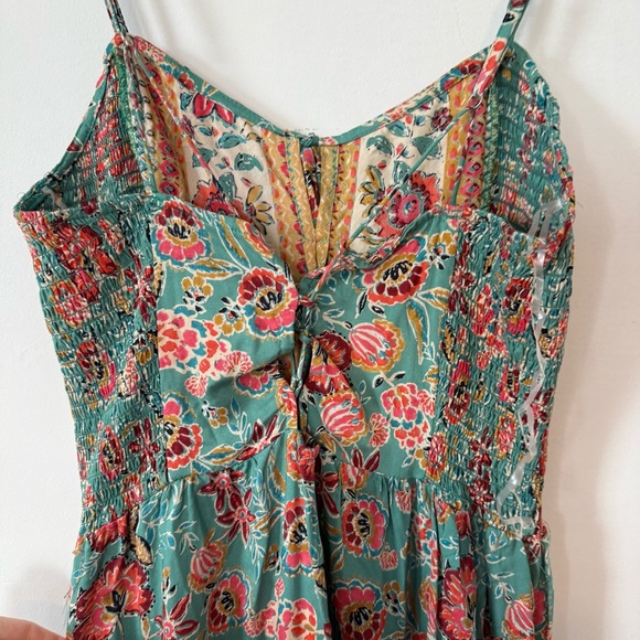 Angie Floral Maxi Dress in Teal and Red, Size L - Picture 4 of 8